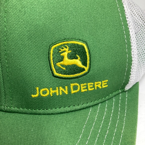 John Deere Cap Hat Adult Green Adjustable‎ Mesh Snapback Farm  Fair Condition - Picture 3 of 13